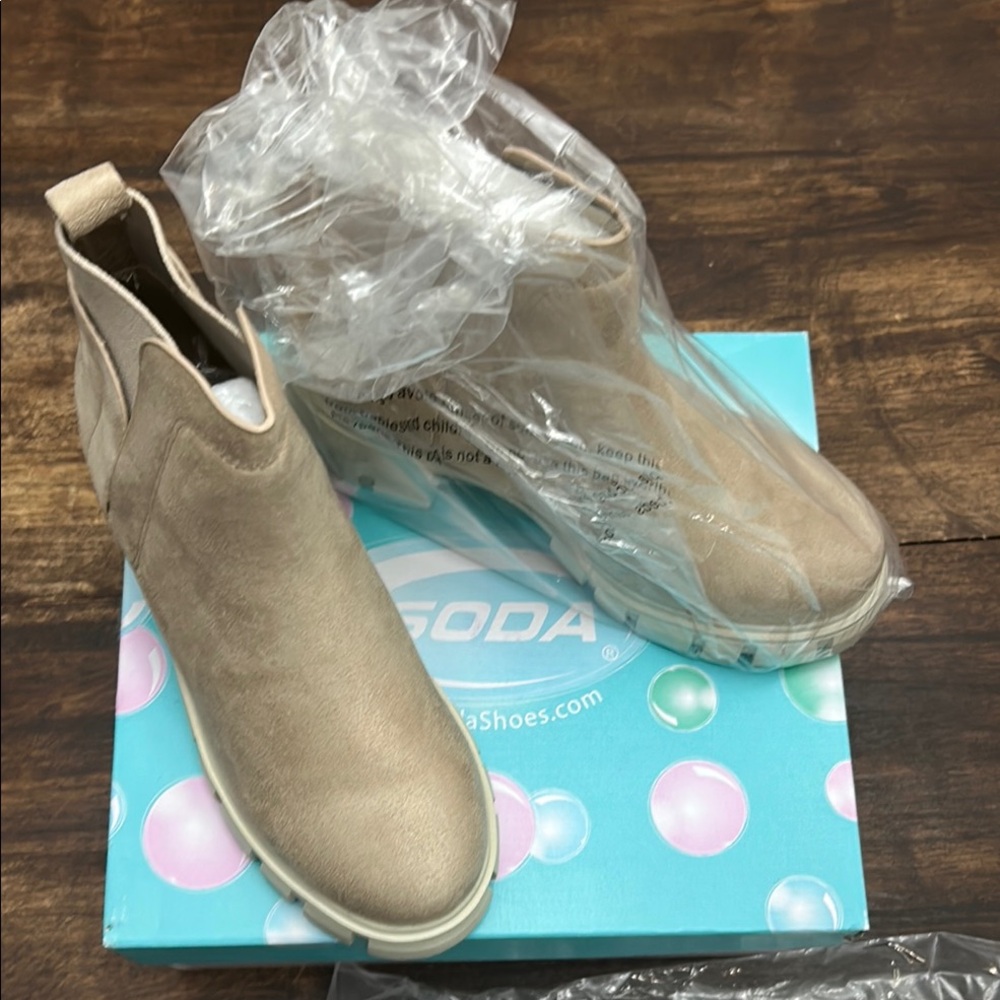 Soda Tan Ankle Boots with Suede Finish